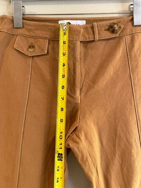 Derek Lam 10 Crosby Camel Flared Trousers Contrast Stitch Size 6 Cotton Cropped - Picture 6 of 14